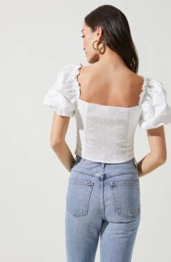 Gilmore Puff Sleeve Top 15 Gilmore Puff Sleeve Top -Sundress Haven ACT16678 WHITE 4