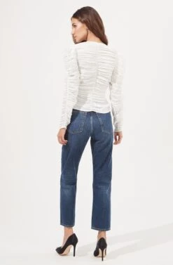 Jupiter Satin Ruched Cutout Top -Sundress Haven ACT16685L WHITE 4