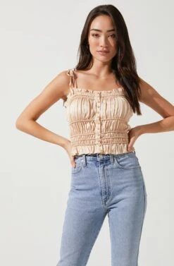 Talin Ruched Tie Strap Cami