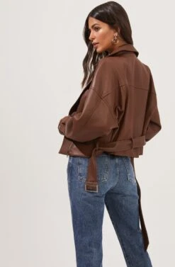 Rubia Faux Leather Moto Jacket -Sundress Haven ACT16740 BROWN 6