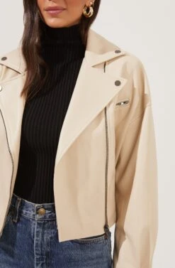 Rubia Faux Leather Moto Jacket -Sundress Haven ACT16740 CREAM 3