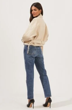 Rubia Faux Leather Moto Jacket -Sundress Haven ACT16740 CREAM 4