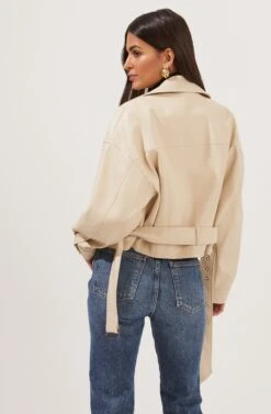 Rubia Faux Leather Moto Jacket -Sundress Haven ACT16740 CREAM 6