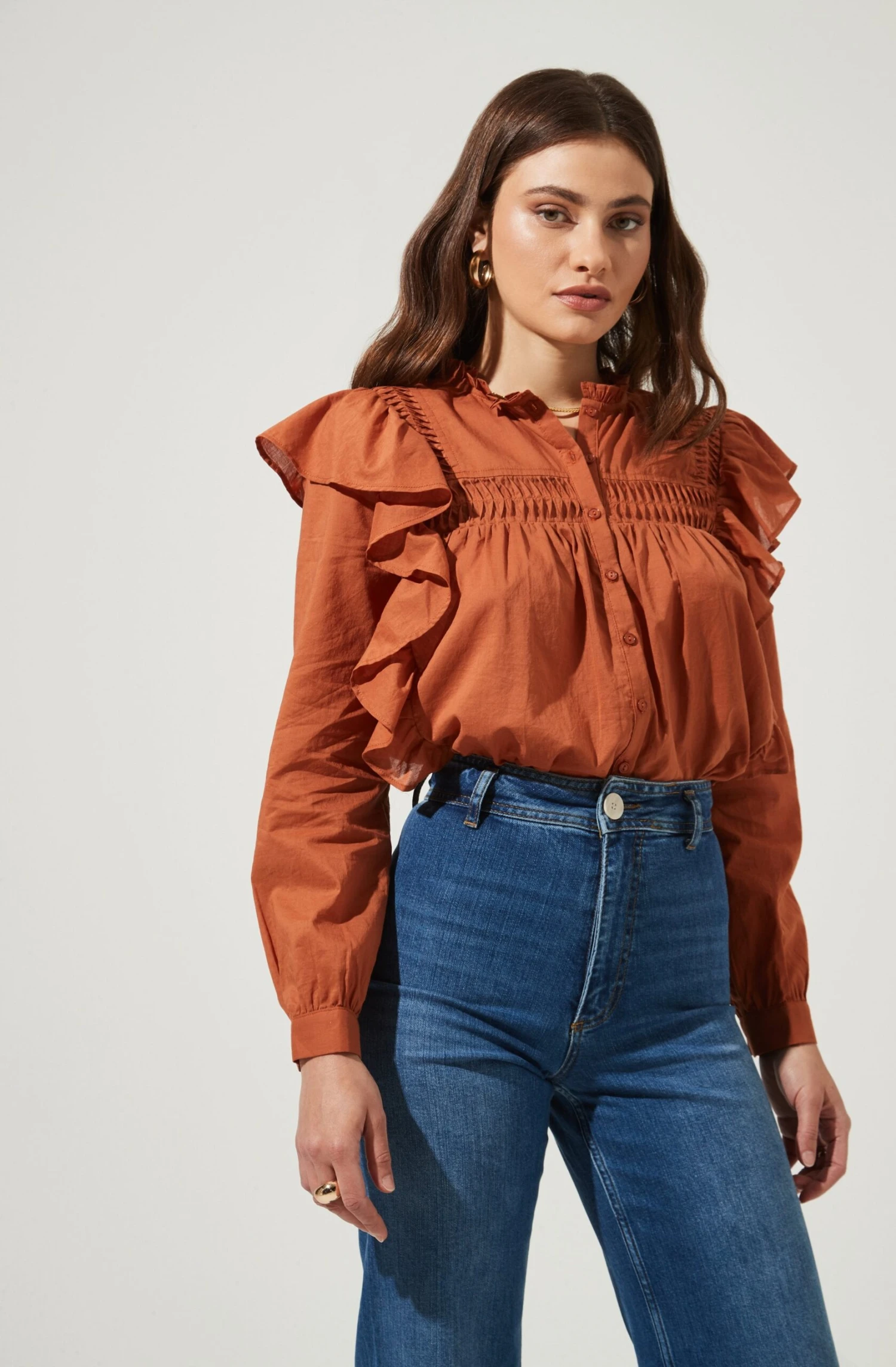 Fawn Ruffle Button Down Top 1 Fawn Ruffle Button Down Top