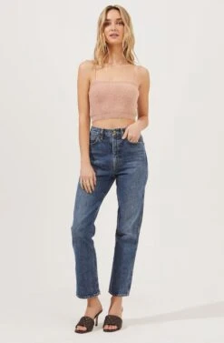 Lorain Fuzzy Knit Sweater Cami -Sundress Haven ACT16801 PINKCLAY 1