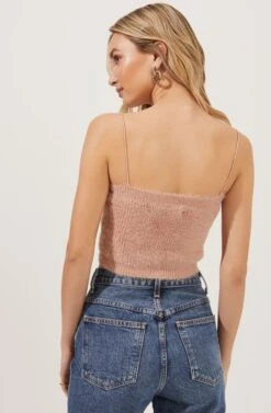 Lorain Fuzzy Knit Sweater Cami -Sundress Haven ACT16801 PINKCLAY 6