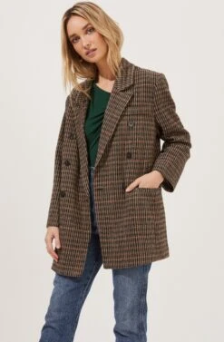 Autumn Plaid Oversized Blazer -Sundress Haven ACT16809 BROWN GREENPLAID 3