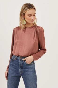 Crawford Satin Long Sleeve Top