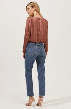 Crawford Satin Long Sleeve Top -Sundress Haven ACT16811 DUSTYROSE 4