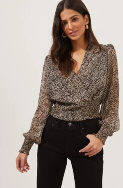Dinah Animal Print Surplice Top