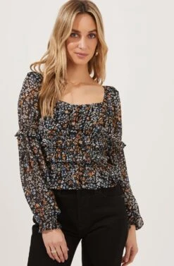 Fairfield Long Sleeve Square Neck Floral Top