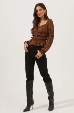 Fairfield Smocked Square Neck Floral Top -Sundress Haven ACT16850 BLACK RUSTDITSY 1