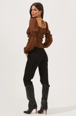 Fairfield Smocked Square Neck Floral Top -Sundress Haven ACT16850 BLACK RUSTDITSY 5