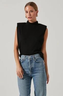 Roxette Turtleneck Shoulder Pad Top