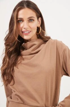 Alessi Cowl Neck Sweatshirt 22 Alessi Cowl Neck Sweatshirt -Sundress Haven ACT16859 TAUPE 3