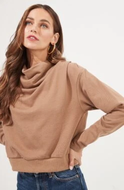 Alessi Cowl Neck Sweatshirt 19 Alessi Cowl Neck Sweatshirt -Sundress Haven ACT16859 TAUPE 4