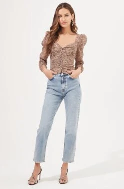 Colima Ruched Animal Print Top -Sundress Haven ACT16868B TAUPE GOLDANIMAL 1 e460fe6b bd12 4e9e 9e12 bc543930fd26