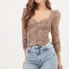 Colima Ruched Animal Print Top