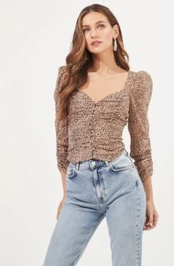Colima Ruched Animal Print Top