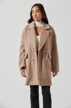 Rhea Double Breasted Coat -Sundress Haven ACT16870 TAUPE 1055
