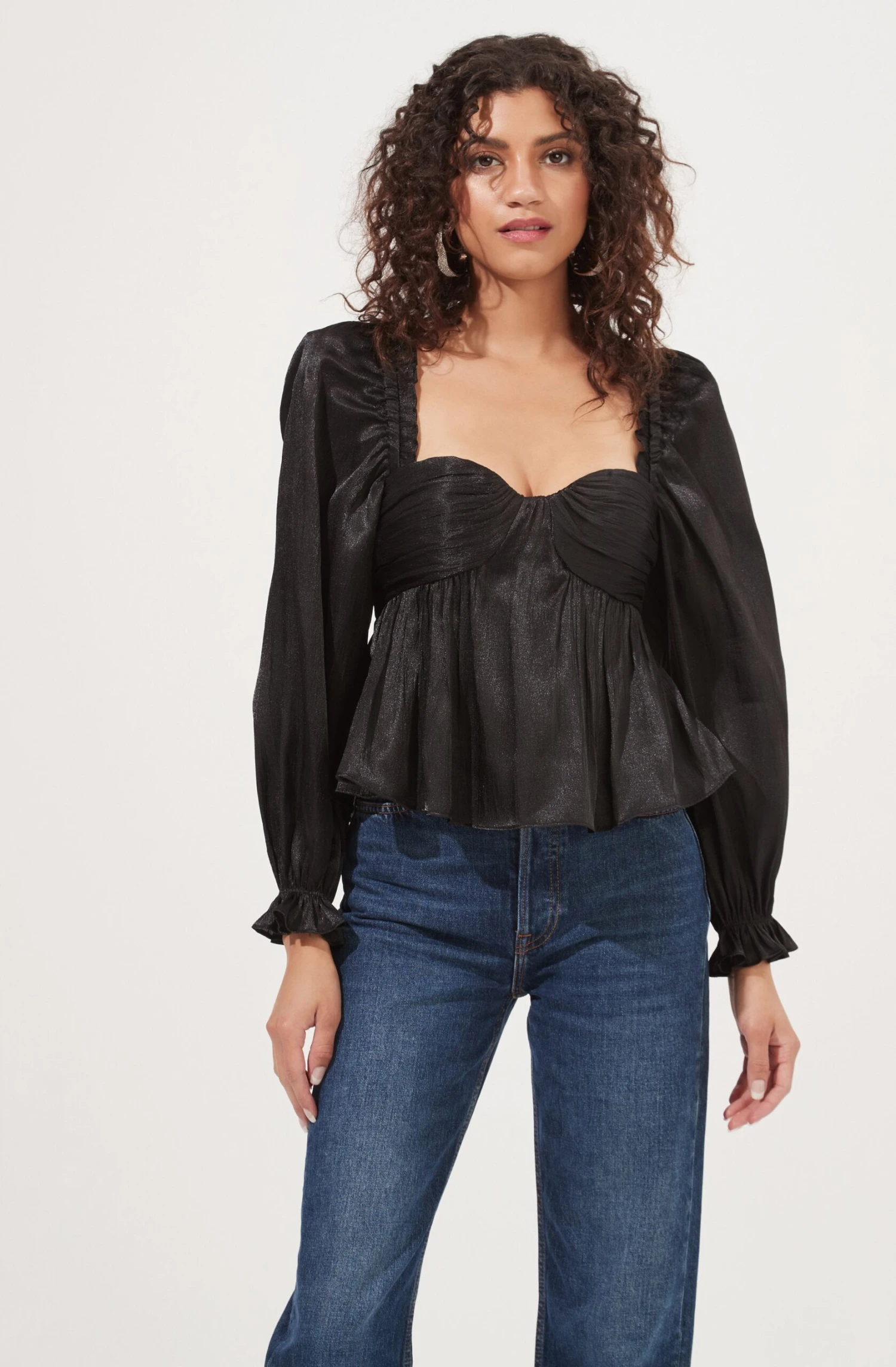 Irene Sweetheart Puff Sleeve Peplum Top 1 Irene Sweetheart Puff Sleeve Peplum Top