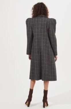 Audrey Plaid Shoulder Pad Longline Coat 7 Audrey Plaid Shoulder Pad Longline Coat -Sundress Haven ACT16902 CHARCOALPLAID 3