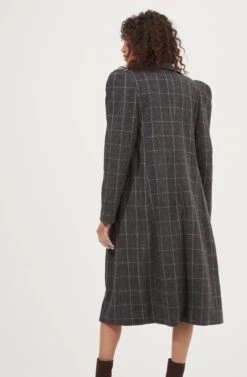 Audrey Plaid Shoulder Pad Longline Coat 9 Audrey Plaid Shoulder Pad Longline Coat -Sundress Haven ACT16902 CHARCOALPLAID 5