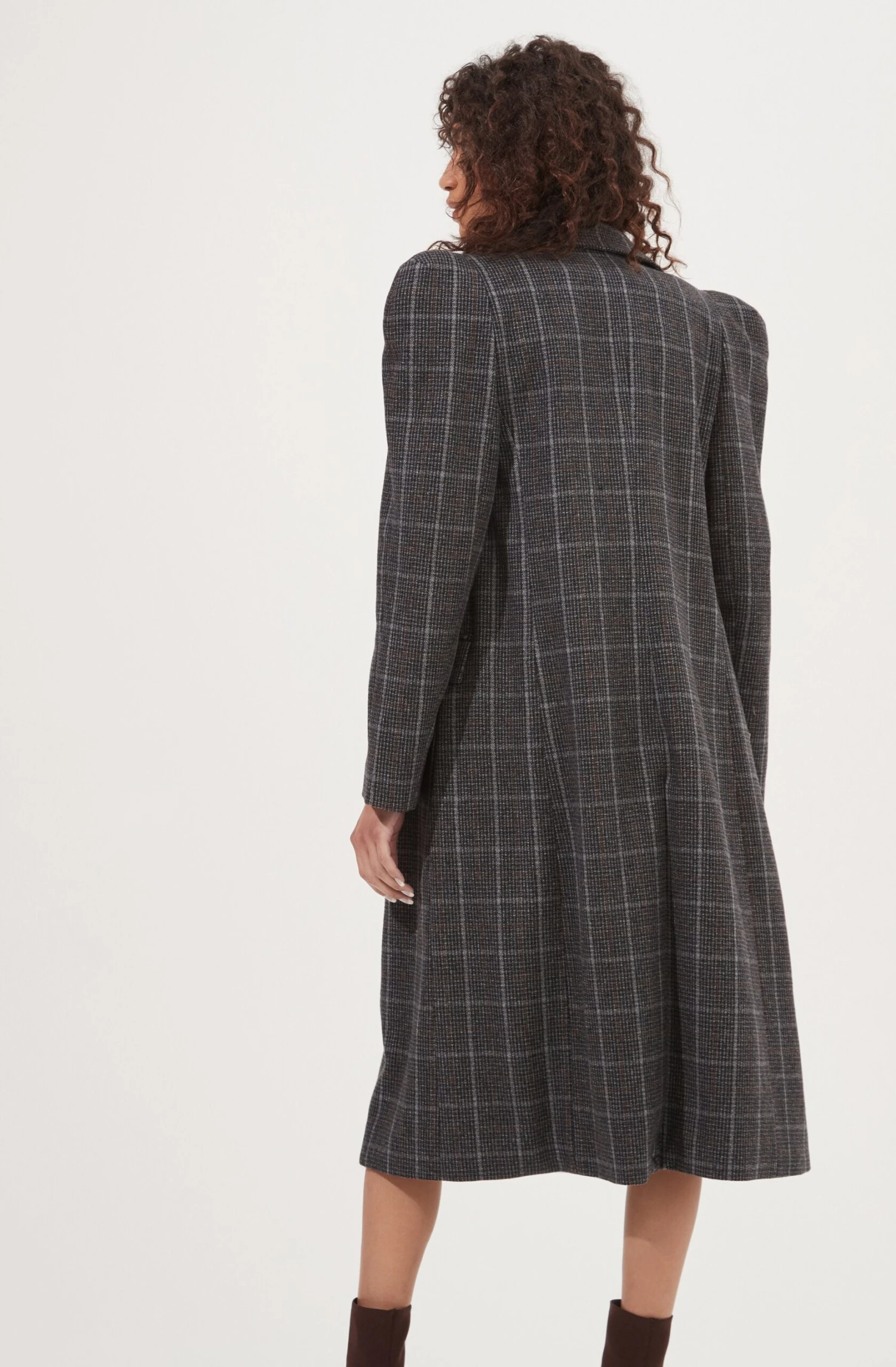 Audrey Plaid Shoulder Pad Longline Coat 5 Audrey Plaid Shoulder Pad Longline Coat - Image 5