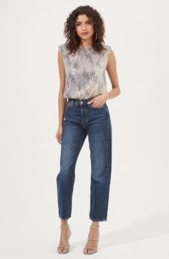 Hollywood Sequin Padded Shoulder Bodysuit -Sundress Haven ACT16905 SILVER PINKMULTI 1