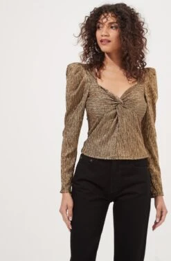 Melrose Metallic Gold Sweetheart Top