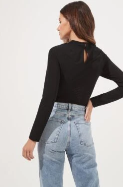 Cristen Ruched Cutout Bodysuit 21 Cristen Ruched Cutout Bodysuit -Sundress Haven ACT16916 BLACK 6