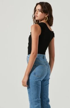 Montrose Off Shoulder Cutout Bodysuit -Sundress Haven ACT16962 BLACK 4