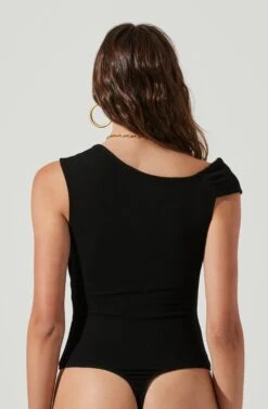 Montrose Off Shoulder Cutout Bodysuit -Sundress Haven ACT16962 BLACK 6