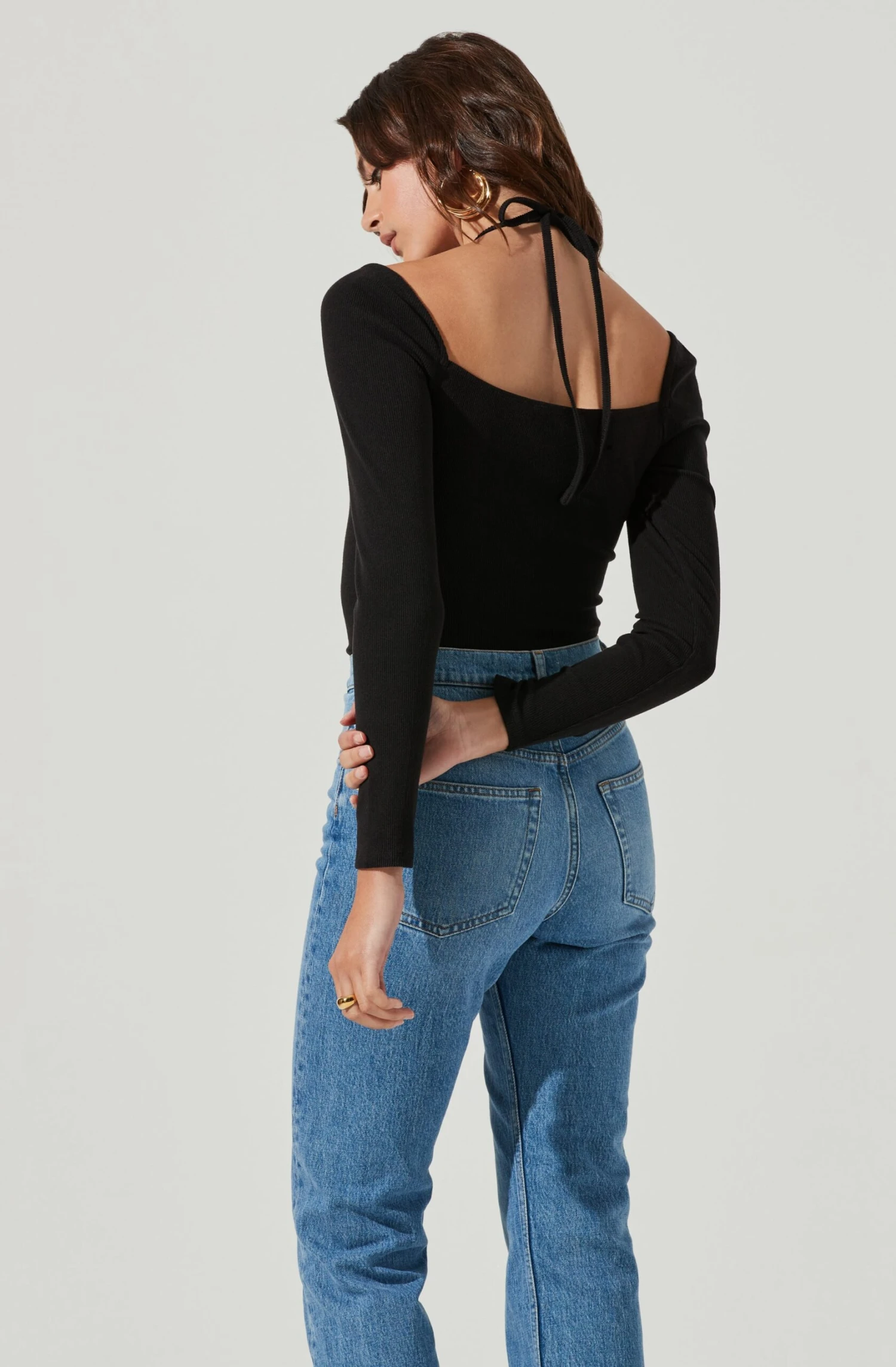 Solene Shoulder Cutout Halter Long Sleeve Bodysuit 2 Solene Shoulder Cutout Halter Long Sleeve Bodysuit - Image 2