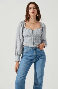 Amber Sweetheart Neck Smocked Long Sleeve Corset Top