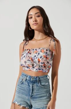 Terra Bella Floral Tie Strap Crop Top