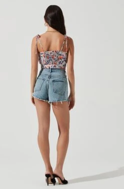 Terra Bella Floral Tie Strap Crop Top -Sundress Haven ACT17024 PEACHORANGEMULTIFLORAL 1845