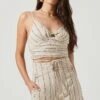 Denair Ruched Pinstripe Crop Top