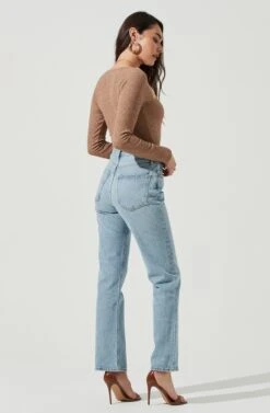 Vanowen Halter Cutout Shoulder Long Sleeve Bodysuit -Sundress Haven ACT17055B TANHEATHER 3