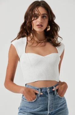 Alta Sweetheart Cap Sleeve Top -Sundress Haven ACT17075 WHITE 1659