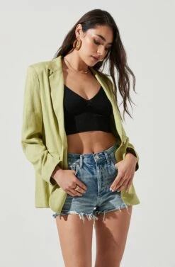 Rio Oversized Linen Blazer -Sundress Haven ACT17090 CELERY 2