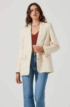 Rio Oversized Linen Blazer -Sundress Haven ACT17090 CREAM 2