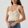 Aries Ruffle Knit Faux Pearl Button Top
