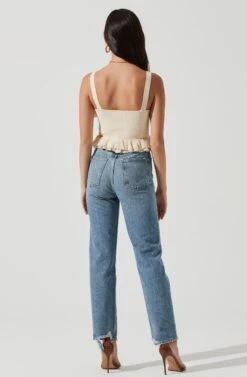 Aries Ruffle Knit Faux Pearl Button Top 9 Aries Ruffle Knit Faux Pearl Button Top -Sundress Haven ACT17097 CREAM 1356