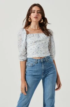 Kemp Floral Square Neck Top