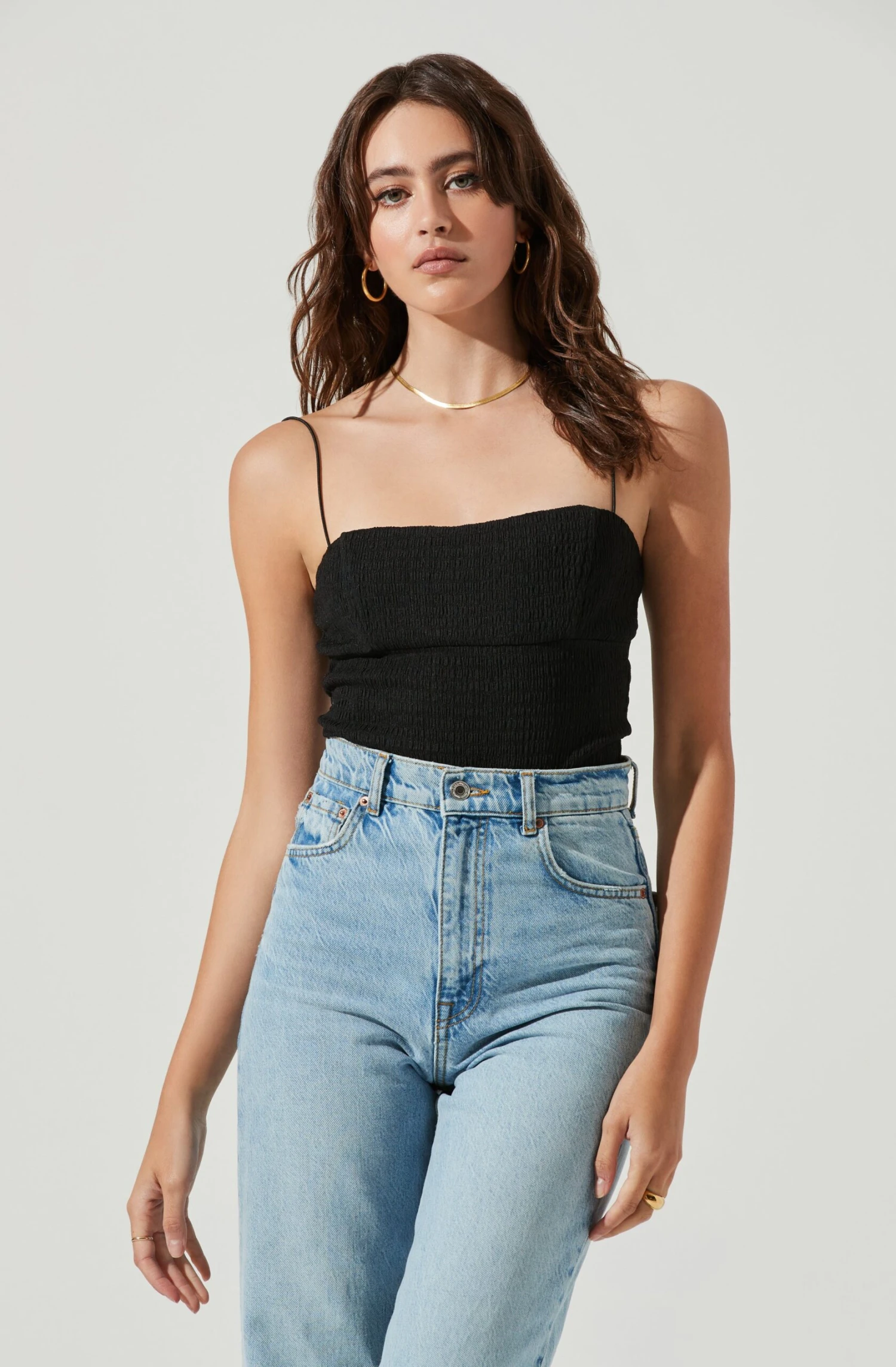 Oslo Square Neck Crinkle Cami Bodysuit 1 Oslo Square Neck Crinkle Cami Bodysuit