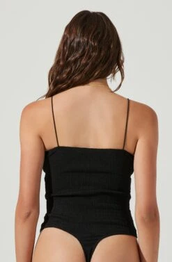 Oslo Square Neck Crinkle Cami Bodysuit 15 Oslo Square Neck Crinkle Cami Bodysuit -Sundress Haven ACT17105 BLACK 6