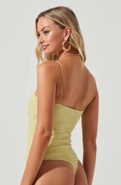 Oslo Square Neck Crinkle Cami Bodysuit 21 Oslo Square Neck Crinkle Cami Bodysuit -Sundress Haven ACT17105 CELERY 6