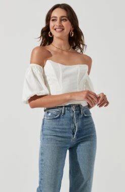 Lima Off Shoulder Corset Bubble Sleeve Top