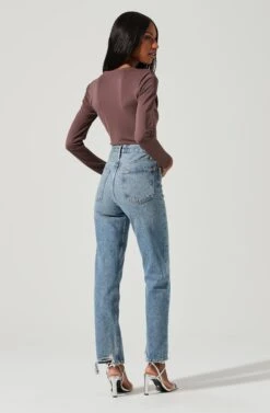 Kimberly Cowl Neck Long Sleeve Bodysuit -Sundress Haven ACT17308 MOCHA 0293